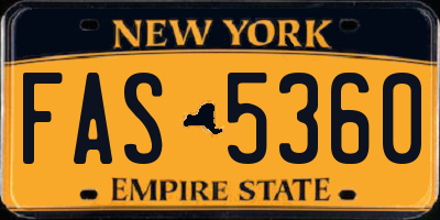 NY license plate FAS5360