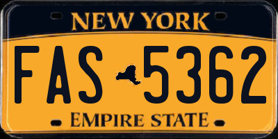 NY license plate FAS5362