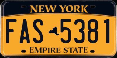 NY license plate FAS5381