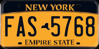 NY license plate FAS5768