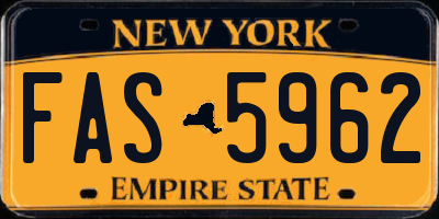 NY license plate FAS5962