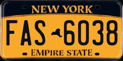 NY license plate FAS6038