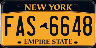 NY license plate FAS6648