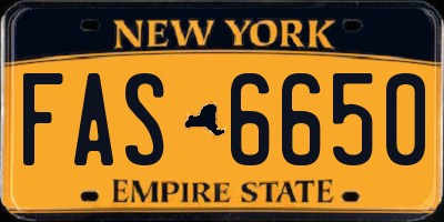 NY license plate FAS6650