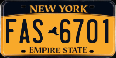 NY license plate FAS6701