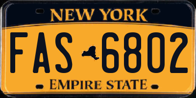 NY license plate FAS6802