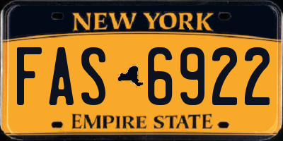 NY license plate FAS6922