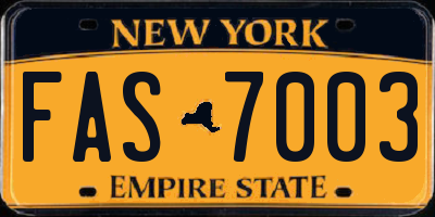 NY license plate FAS7003