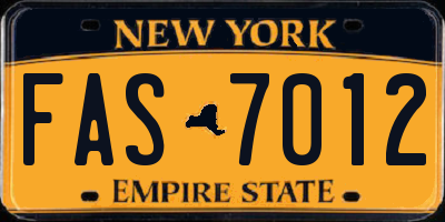 NY license plate FAS7012