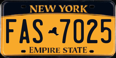 NY license plate FAS7025