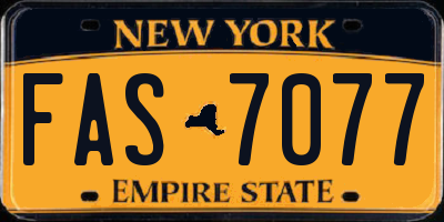NY license plate FAS7077