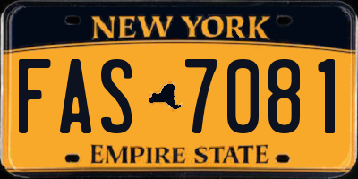 NY license plate FAS7081