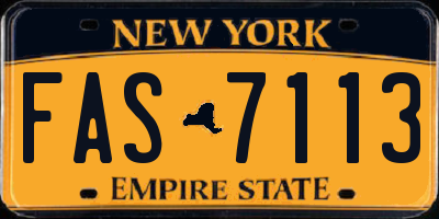 NY license plate FAS7113