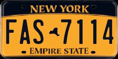 NY license plate FAS7114