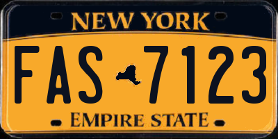 NY license plate FAS7123