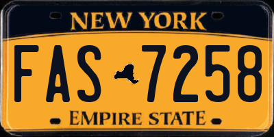 NY license plate FAS7258