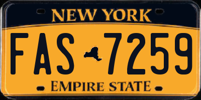 NY license plate FAS7259