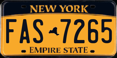NY license plate FAS7265