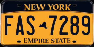 NY license plate FAS7289