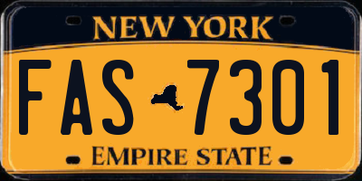 NY license plate FAS7301