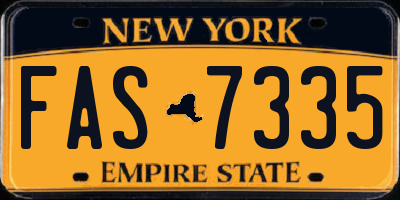 NY license plate FAS7335