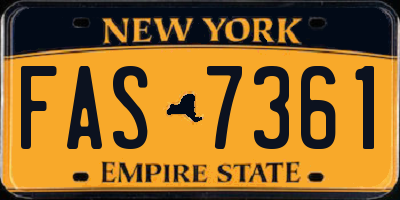 NY license plate FAS7361
