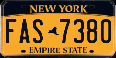 NY license plate FAS7380