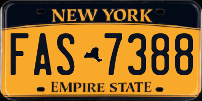 NY license plate FAS7388