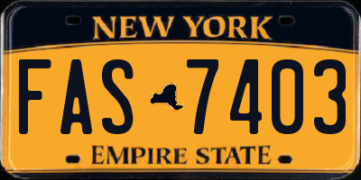 NY license plate FAS7403