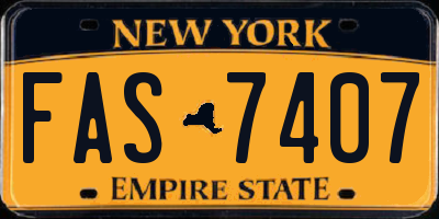NY license plate FAS7407