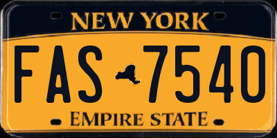 NY license plate FAS7540