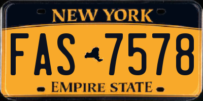 NY license plate FAS7578