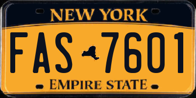 NY license plate FAS7601