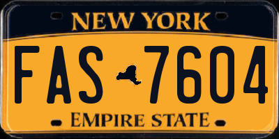 NY license plate FAS7604