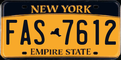 NY license plate FAS7612