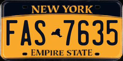 NY license plate FAS7635