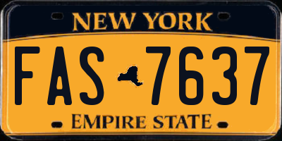 NY license plate FAS7637