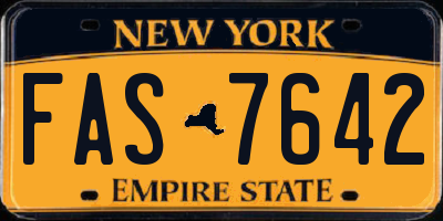 NY license plate FAS7642