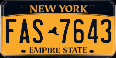 NY license plate FAS7643