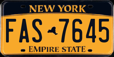 NY license plate FAS7645