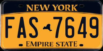 NY license plate FAS7649