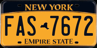NY license plate FAS7672