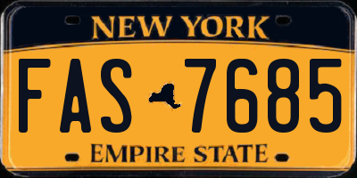 NY license plate FAS7685