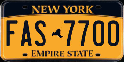 NY license plate FAS7700