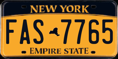 NY license plate FAS7765
