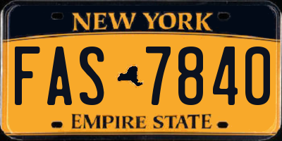 NY license plate FAS7840