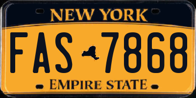 NY license plate FAS7868