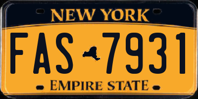 NY license plate FAS7931