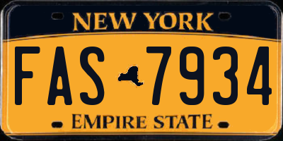 NY license plate FAS7934