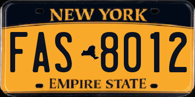 NY license plate FAS8012